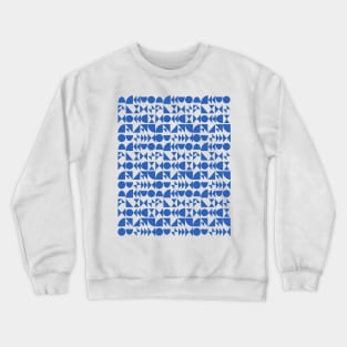 Fun Shapes Pattern in Cobalt Blue Crewneck Sweatshirt